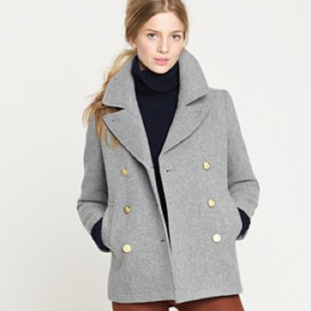 JCrew Sz 2 Grey Wool PeaCoat